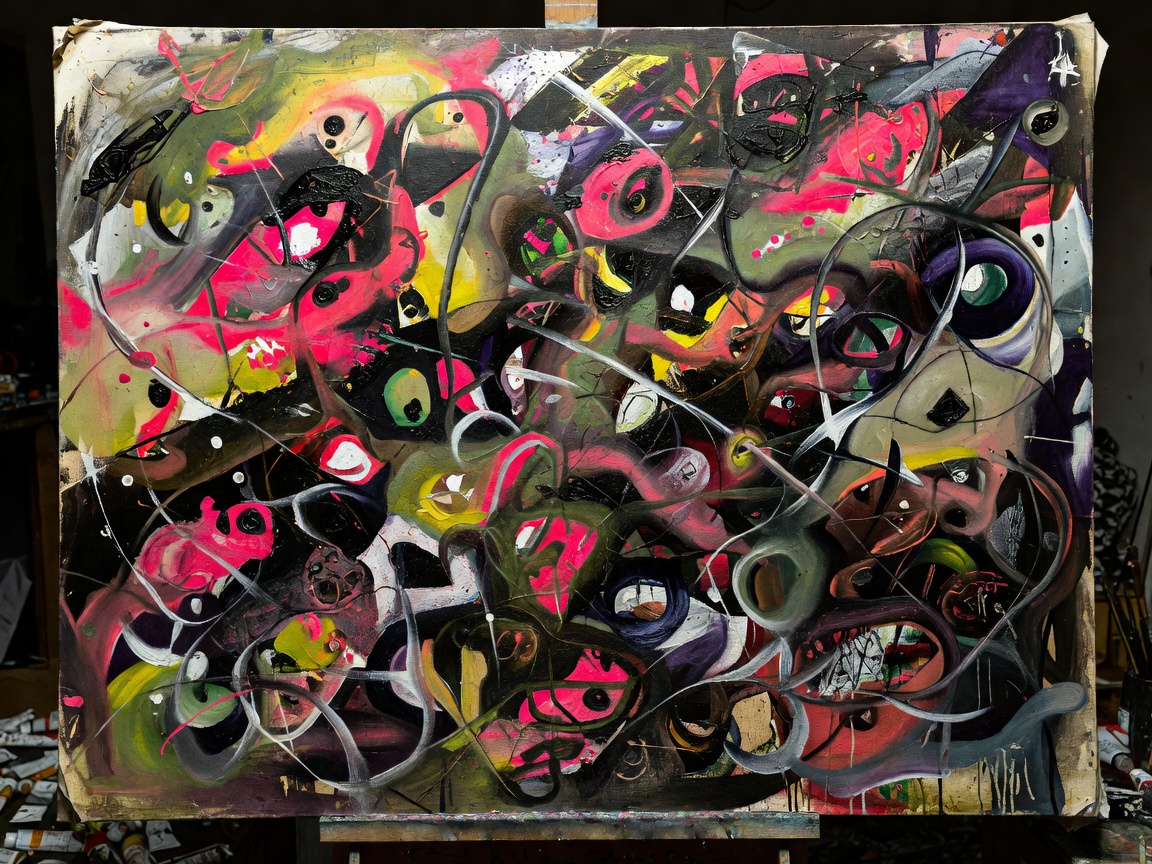 Bizarre Abstract Outsider Artwork Canvas